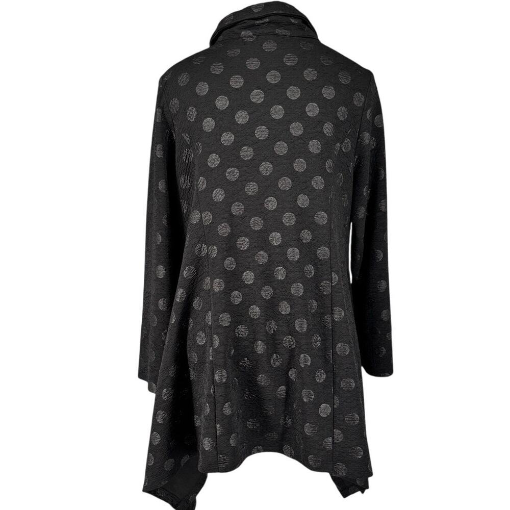 IC by Connie K Minimalist Jacket Womens XL Lagenlook Shirred Collar Polka Dot - Picture 2 of 12
